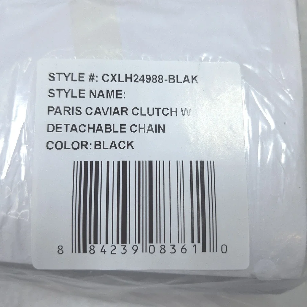 CXL‎ by Christian Lacroix Paris Caviar Clutch Womens Small Black Gold Chain New